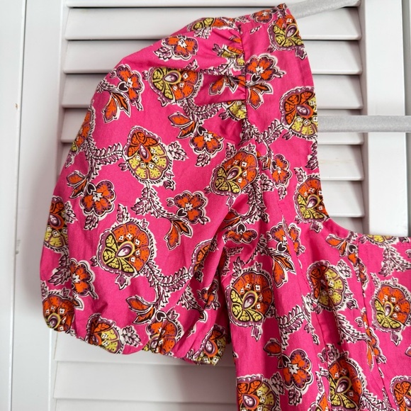 J. Crew Puff-Sleeve Square-neck Top in Ratti Pink Blooms Print Size 00 - Picture 3 of 12